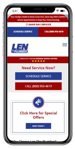 sitio web de plomería en iphone