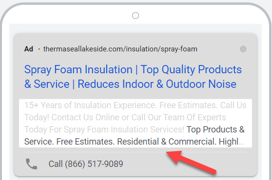 Extensión de llamada para campaña de ppc