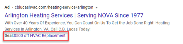 Estensione della promozione sull'annuncio PPC dell'appaltatore HVAC