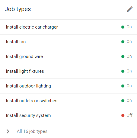 ประเภทงานภายในโฆษณาบริการในพื้นที่สำหรับช่างไฟฟ้า