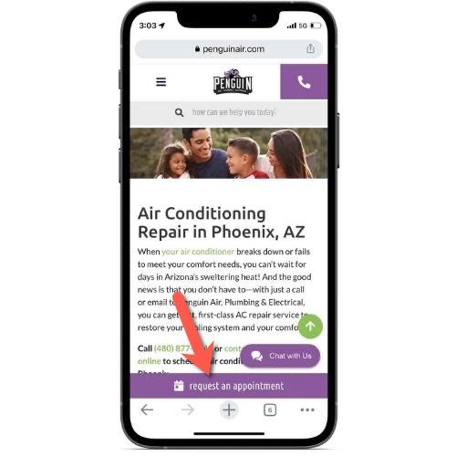 모바일 웹사이트의 고정 문의 양식