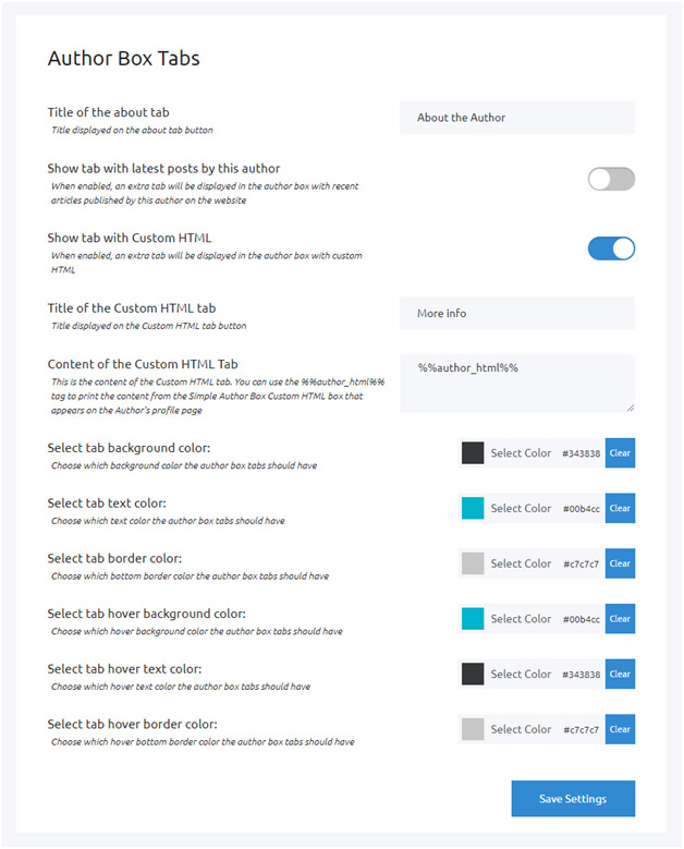 Anpassung der Autorenbox