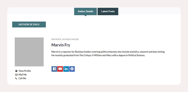 Details zur Bio-Box des Autors