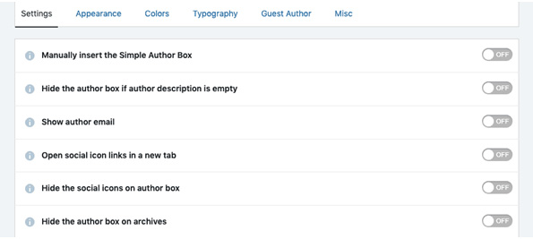 Autorenbox-Einstellungen