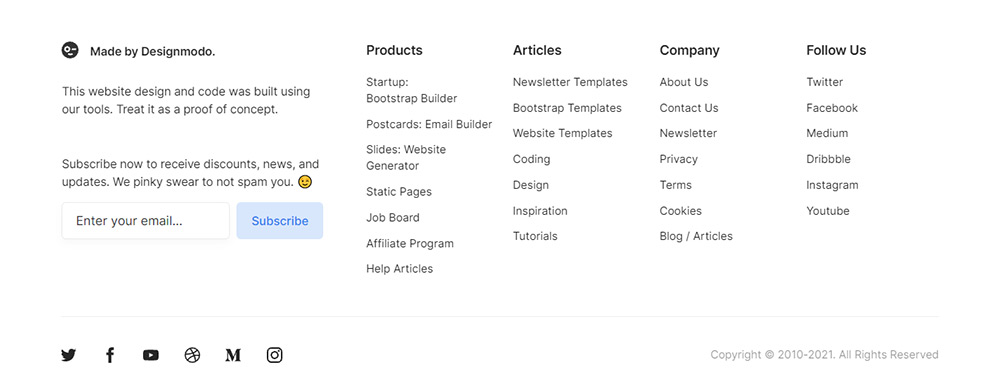 Subsolul site-ului Înregistrare prin e-mail