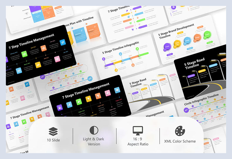 Modello di PowerPoint Infografica Timeline