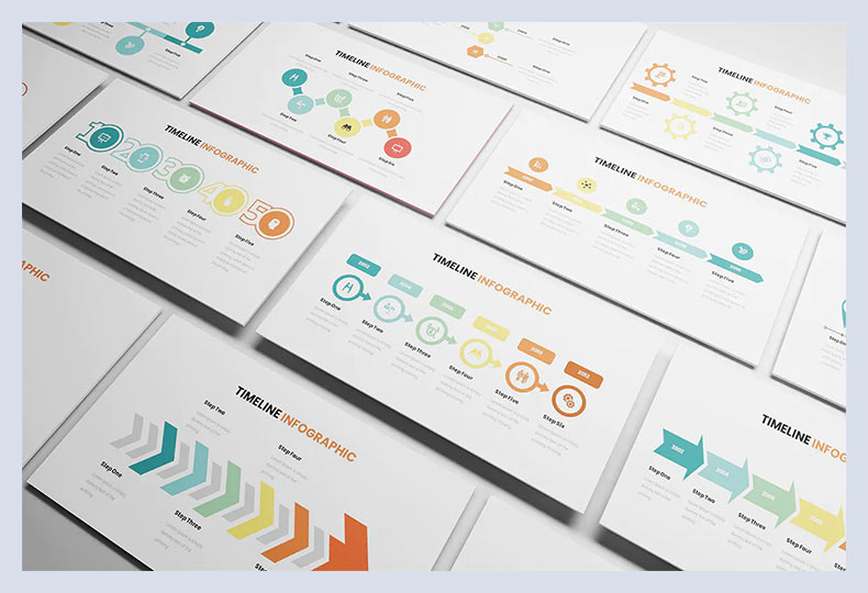 Modello di nota chiave infografica timeline
