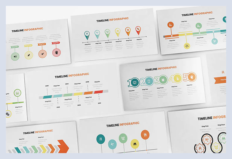 Modello PowerPoint Infografica Timeline