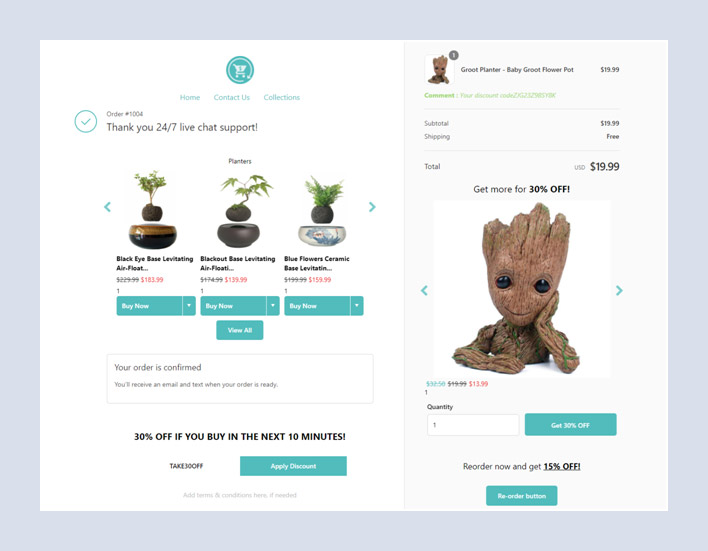 Upselling dupa plasarea comenzii