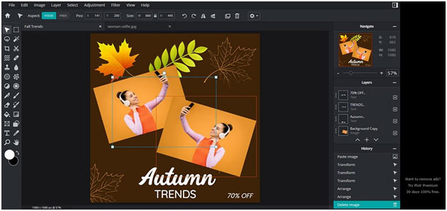 Alat desain grafis Pixlr untuk media sosial