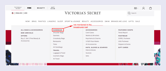 Categorías en Breadcrumb