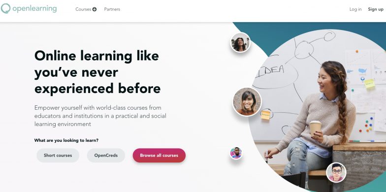 Page d'accueil d'OpenLearning