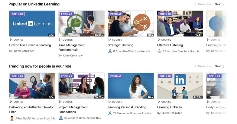 Liste des cours LinkedIn Learning