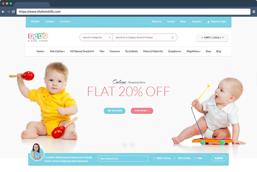 Baby & Kids Store eCommerce Woocommerce Tema WordPress