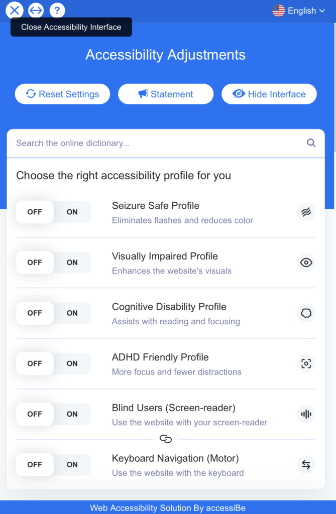 Пример настройки доступности accessiBe