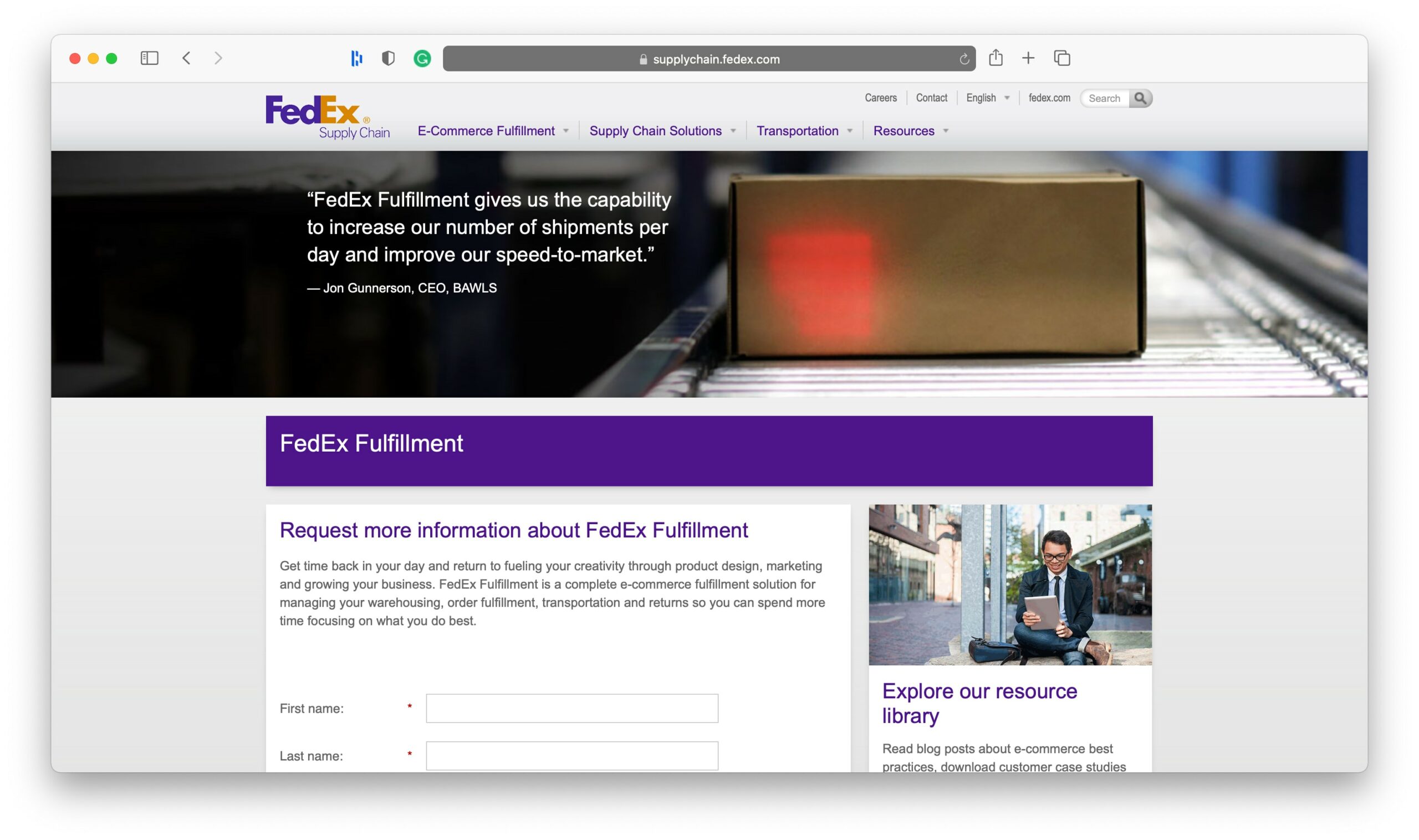 Traitement des petites entreprises de FedEx