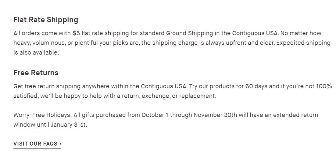 นโยบายการคืนสินค้าที่โปร่งใส