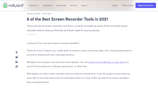 Пример контента, который выполняет примерную работу по обращению к читателю.