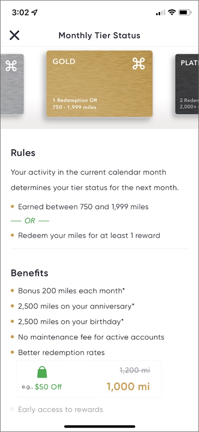 Miles-App-Stufenstatus
