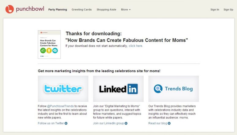 Beispiel einer Dankesseite