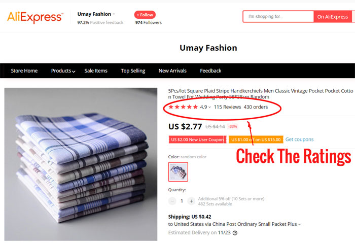 Classificações do AliExpress