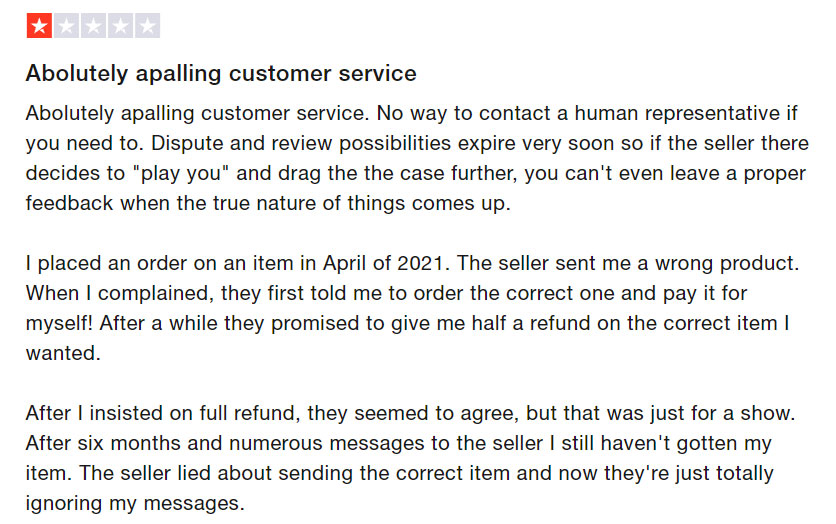 AliExpress niewłaściwy przedmiot