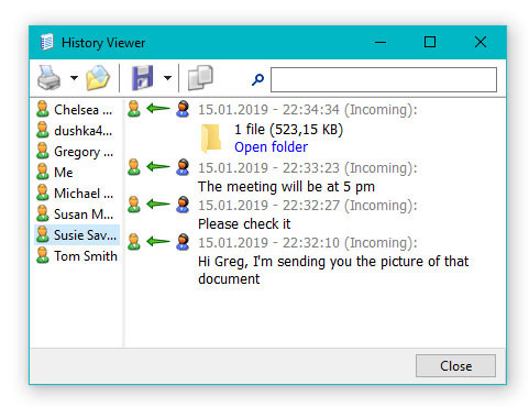 Softros-LAN-Nachrichtenverlauf