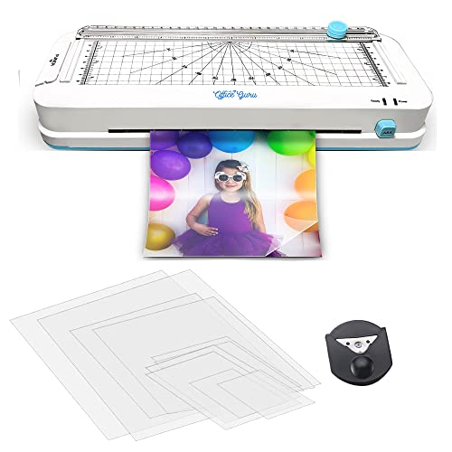 OFFICE GURU Home Laminator, Mesin Laminating 4 in 1 Nyaman untuk Kertas A4/A5/A6 | Yang Anda Butuhkan dengan Pemotong Kertas, Pelubang Kertas & Alat Pembulatan Sudut | Mudah Digunakan & Dibawa | untuk Rumah, Kantor & Sekolah