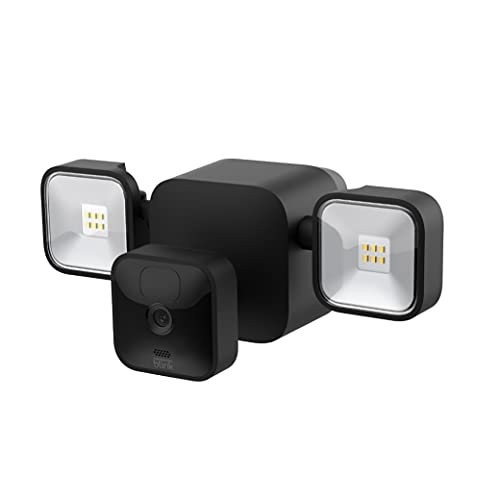 Blink Outdoor 3rd Gen + Floodlight — nirkabel, masa pakai baterai 2 tahun, dudukan lampu sorot HD dan kamera keamanan cerdas, 700 lumen, deteksi gerakan, disiapkan dalam hitungan menit - 1 kit kamera (Hitam)