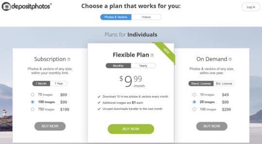 Depositphotos-plan-preț-fotografii-vectori-individual