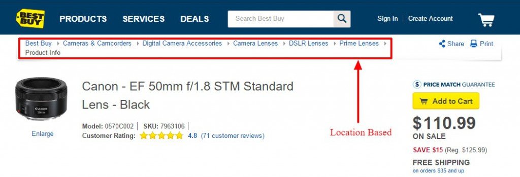 seoのパンくずリストの例