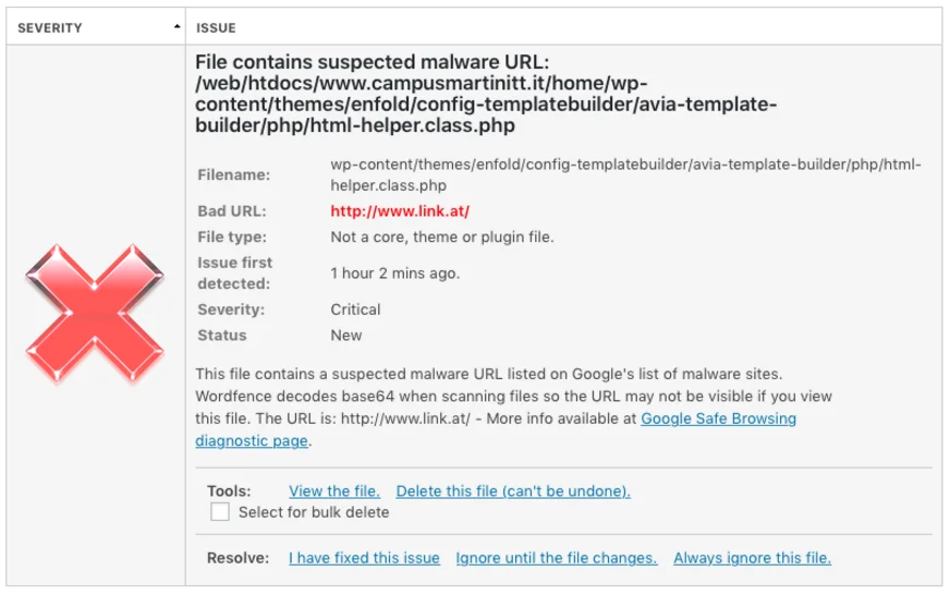 обнаружение взломанного wordpress вредоносного ПО