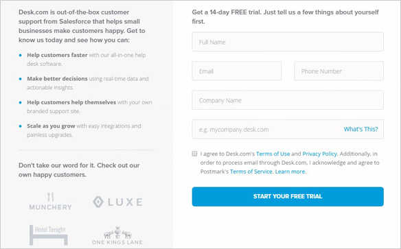 design della pagina di destinazione di desk.com desk.com landing page design
