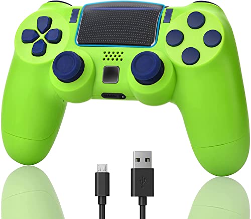 Controler de joc AUGEX compatibil pentru controlerul PS4, controler wireless compatibil pentru Playstation 4, cu două motoare/mufă pentru căști stereo/control touch pad (verde)