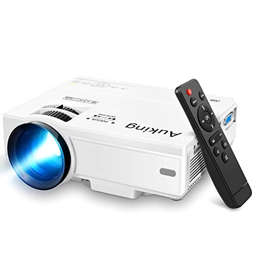 AuKing Mini Proyector 2022 Proyector de video portátil actualizado, 55000 horas Proyector de películas de cine en casa multimedia, Compatible con Full HD 1080P HDMI, VGA, USB, AV, computadora portátil, teléfono inteligente