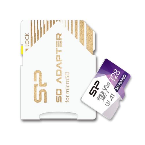 Silicon Power 128GB Micro SD 卡 U3 SDXC 高達 100MB/s 的高速存儲卡，帶攝像頭和無人機適配器