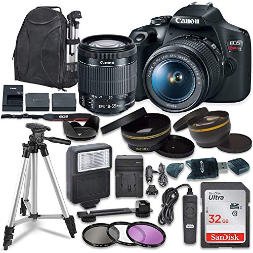 Appareil photo reflex numérique Canon EOS Rebel T7 avec objectif Canon EF-S 18-55 mm Stabilisation d'image II, cartes mémoire SDHC Sandisk 32 Go, lot d'accessoires
