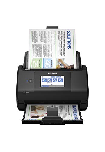 Epson Workforce ES-580W Wireless Color Duplex Desktop Document Scanner สำหรับ PC และ Mac พร้อมตัวป้อนเอกสารอัตโนมัติ 100 แผ่น (ADF) และ 4.3 ที่ใช้งานง่าย