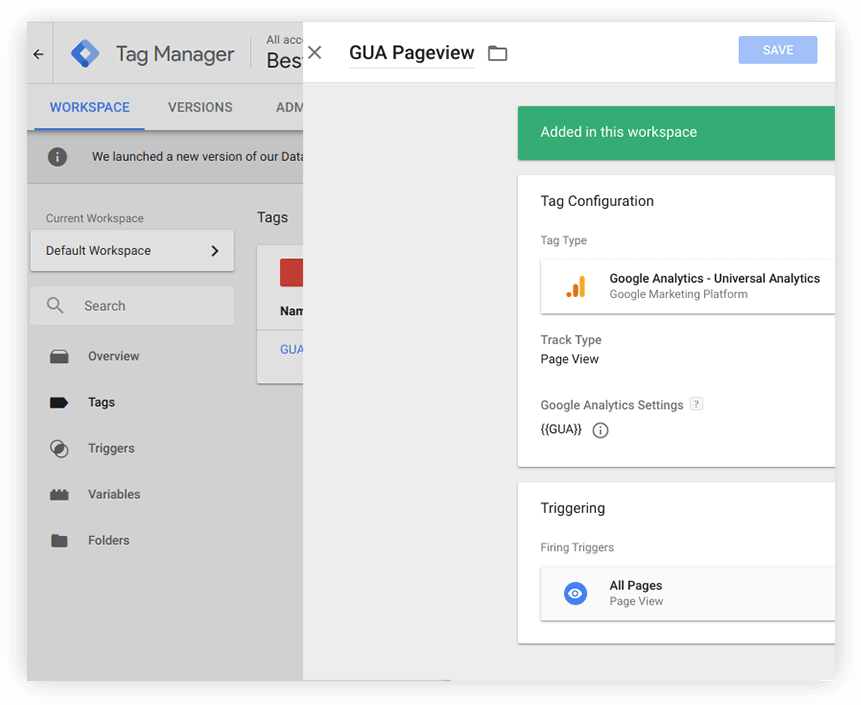 Google Analytics : type de balise Universal Analytics