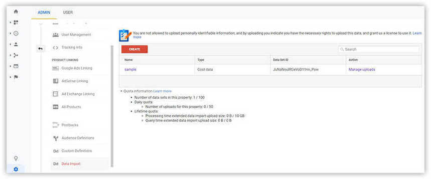 데이터 가져오기 메뉴