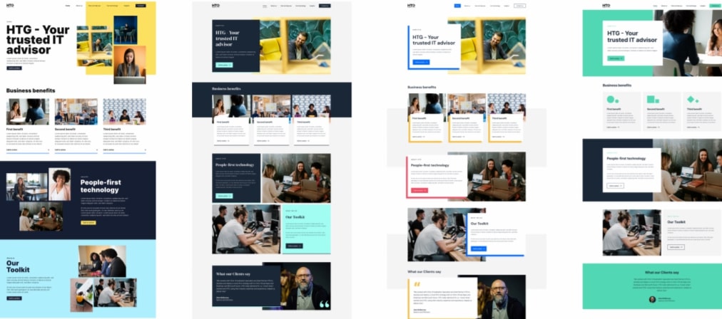 ArticulateMarketingでウェブサイトを構築する方法-ホームページからモジュールを表示する4つの初期デザインオプション