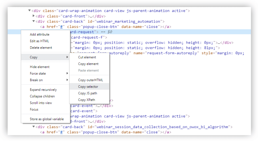 Comment copier le sélecteur