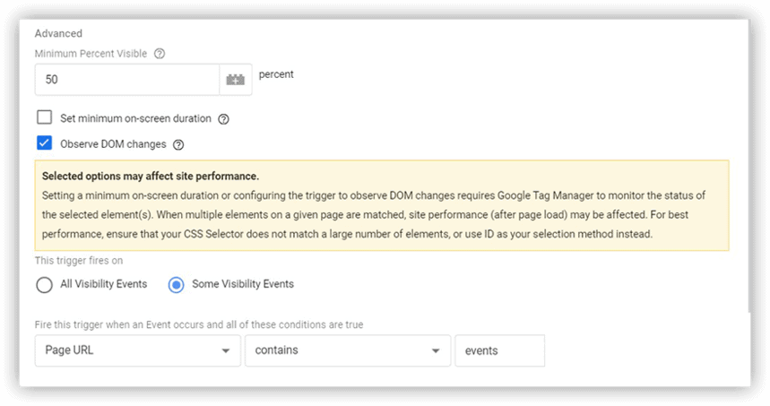 options avancées dans le menu de Google Tag Manager