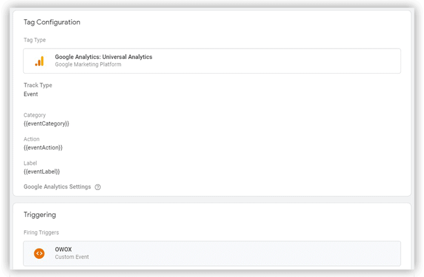 Menu du gestionnaire de balises Google