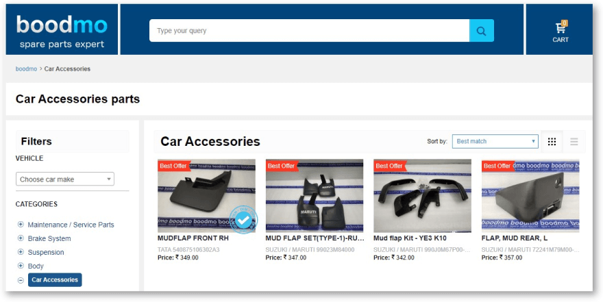 Пример боковой панели Boodmo