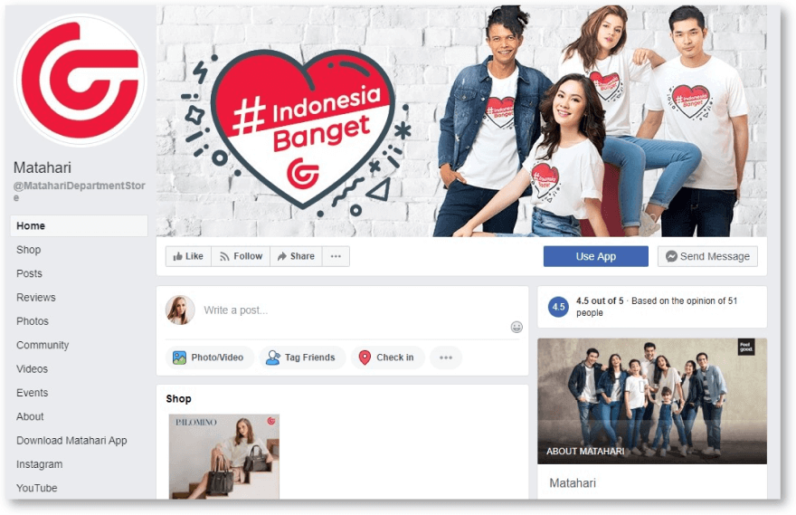 Страница Матахари в Facebook