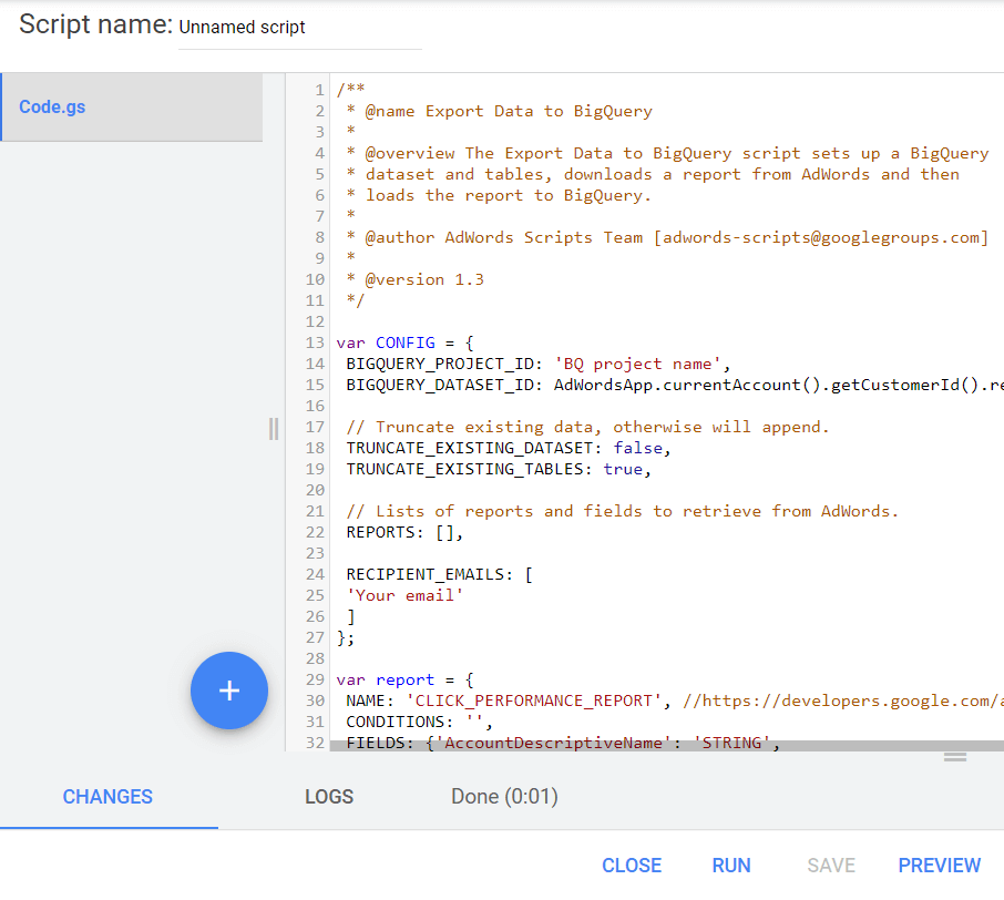 configurar la carga desde Google Ads