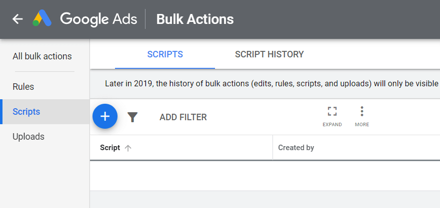 Guión en Google Ads