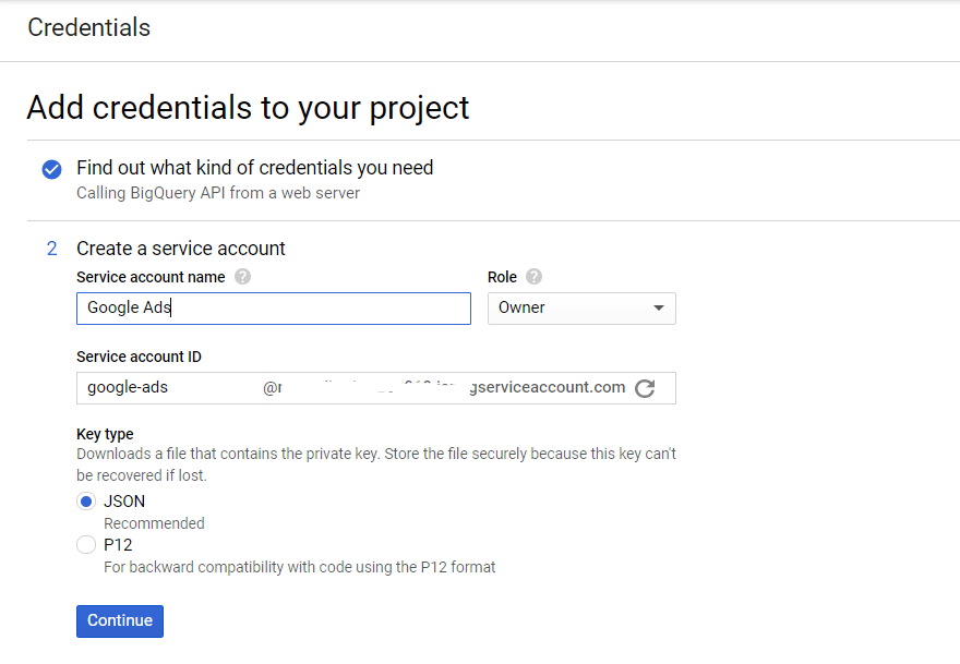 Especificar credenciales