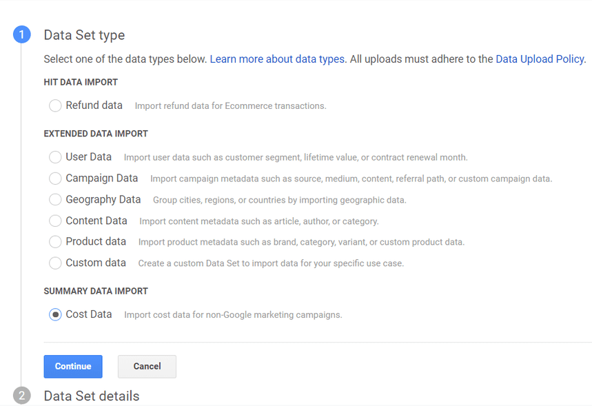 เลือกประเภทชุดข้อมูล